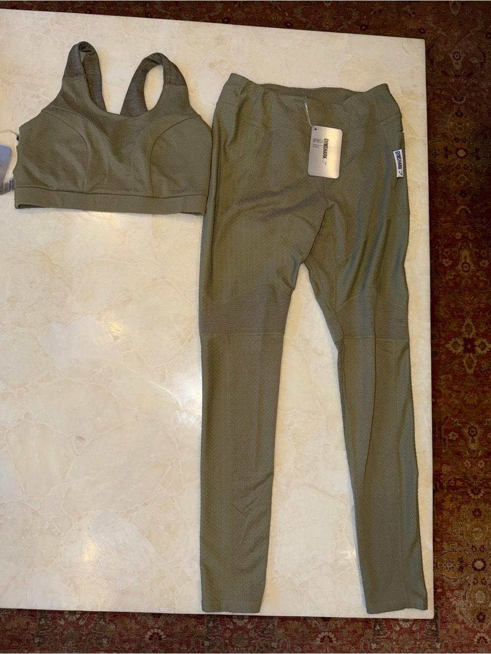 Gymshark Adapt Marl Seamless SET Olive Green | Sports Bra & Leggings | NWT sz: M